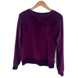 Honeydew Velour Velvet Scoop Neck Basic Pullover Sweater Size MD